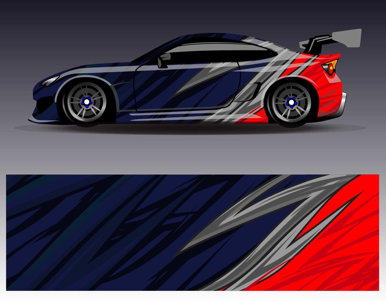 vector de diseño de envoltura de coche. Diseños de kits de fondo de carreras de franjas abstractas gráficas para envolver vehículos carrera de autos rally aventura y librea