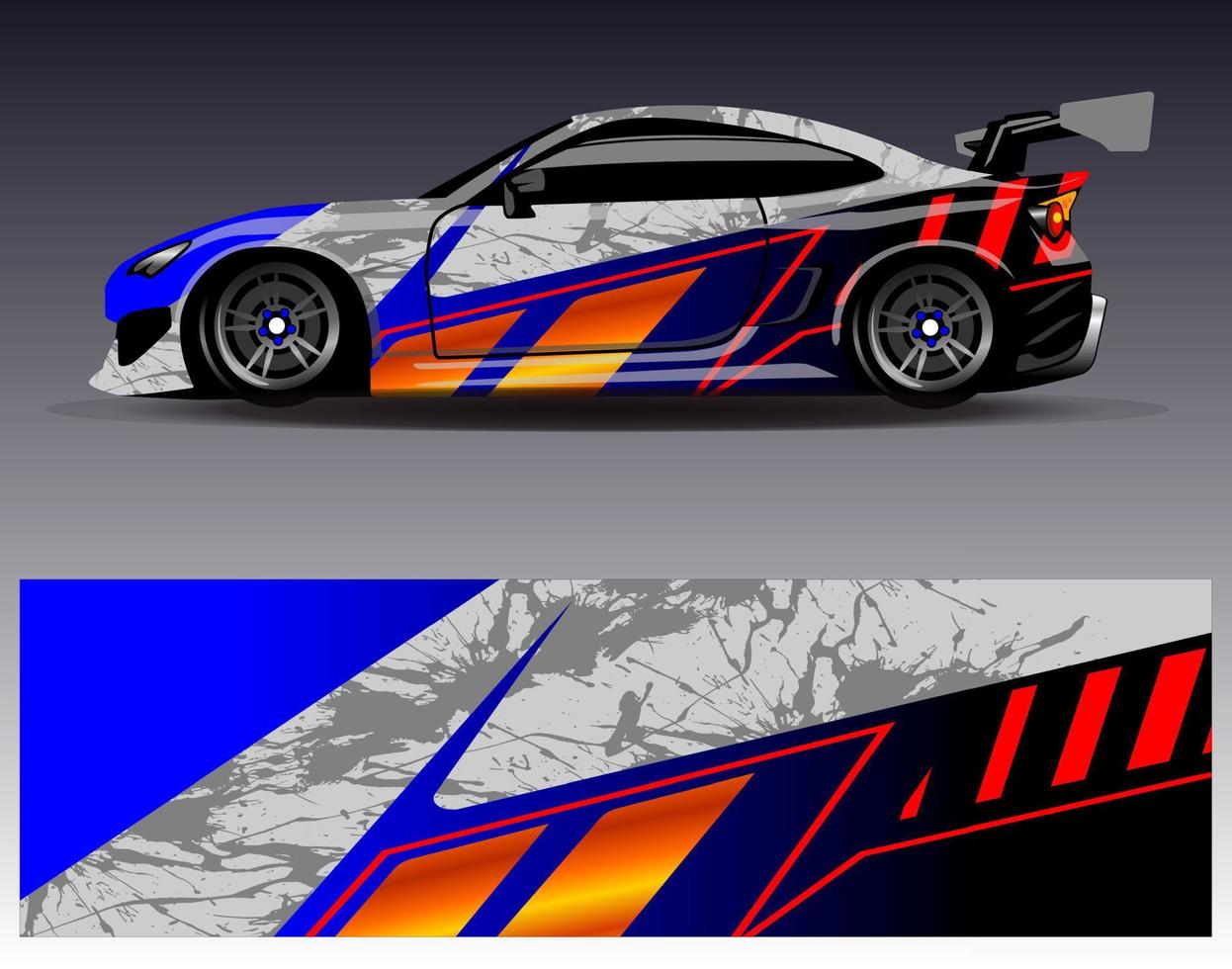 vector de diseño de envoltura de coche. Diseños de kits de fondo de carreras de franjas abstractas gráficas para envolver vehículos carrera de autos rally aventura y librea