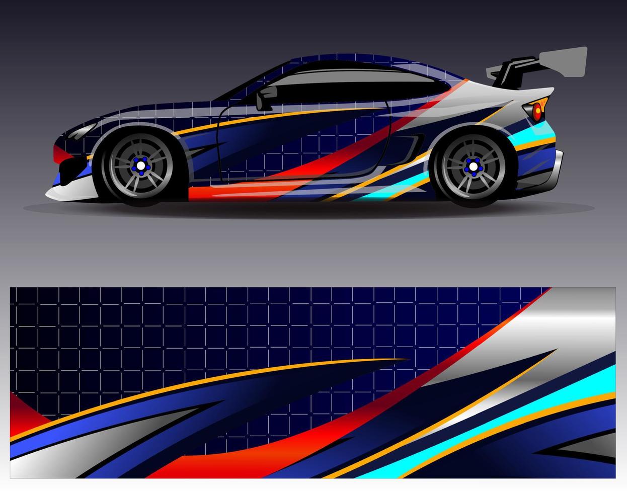 Car wrap design vector. Graphic abstract stripe racing background kit designs for wrap vehicle  race car  rally  adventure and livery vector