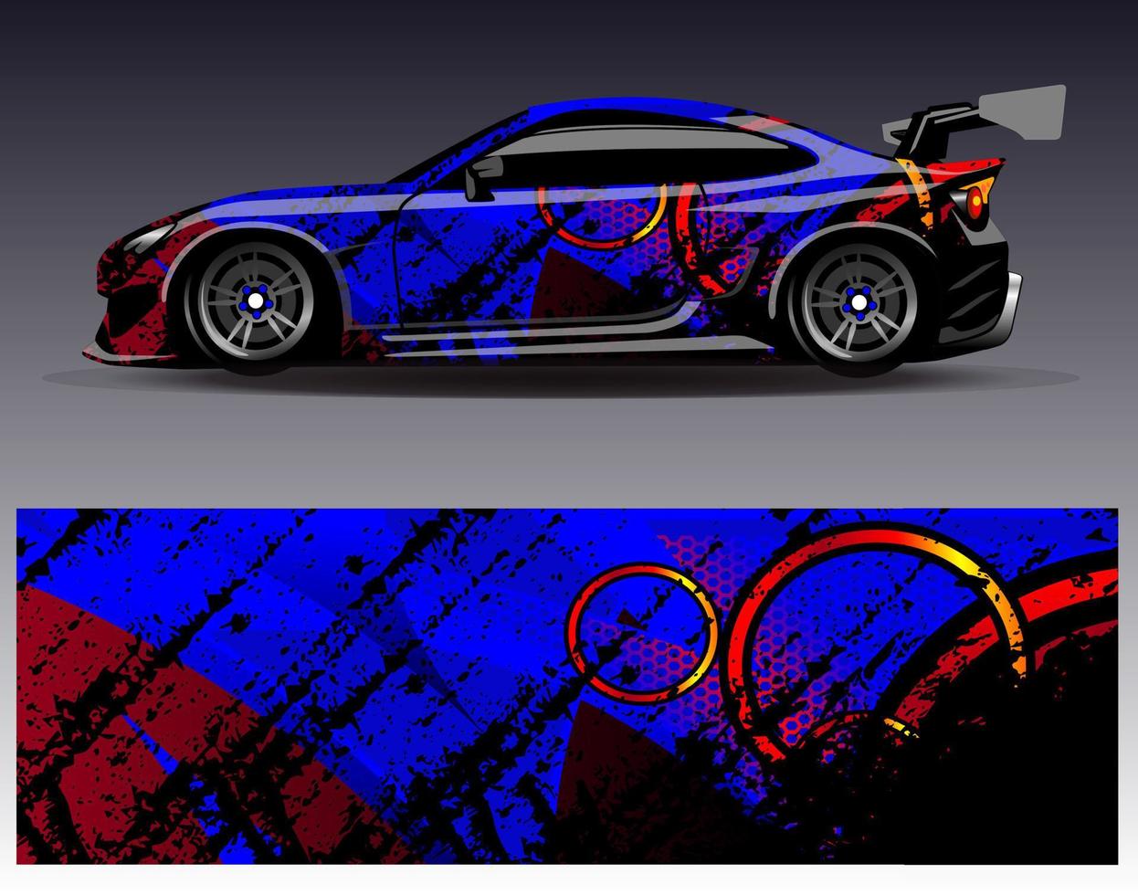 vector de diseño de envoltura de coche. Diseños de kits de fondo de carreras de franjas abstractas gráficas para envolver vehículos carrera de autos rally aventura y librea