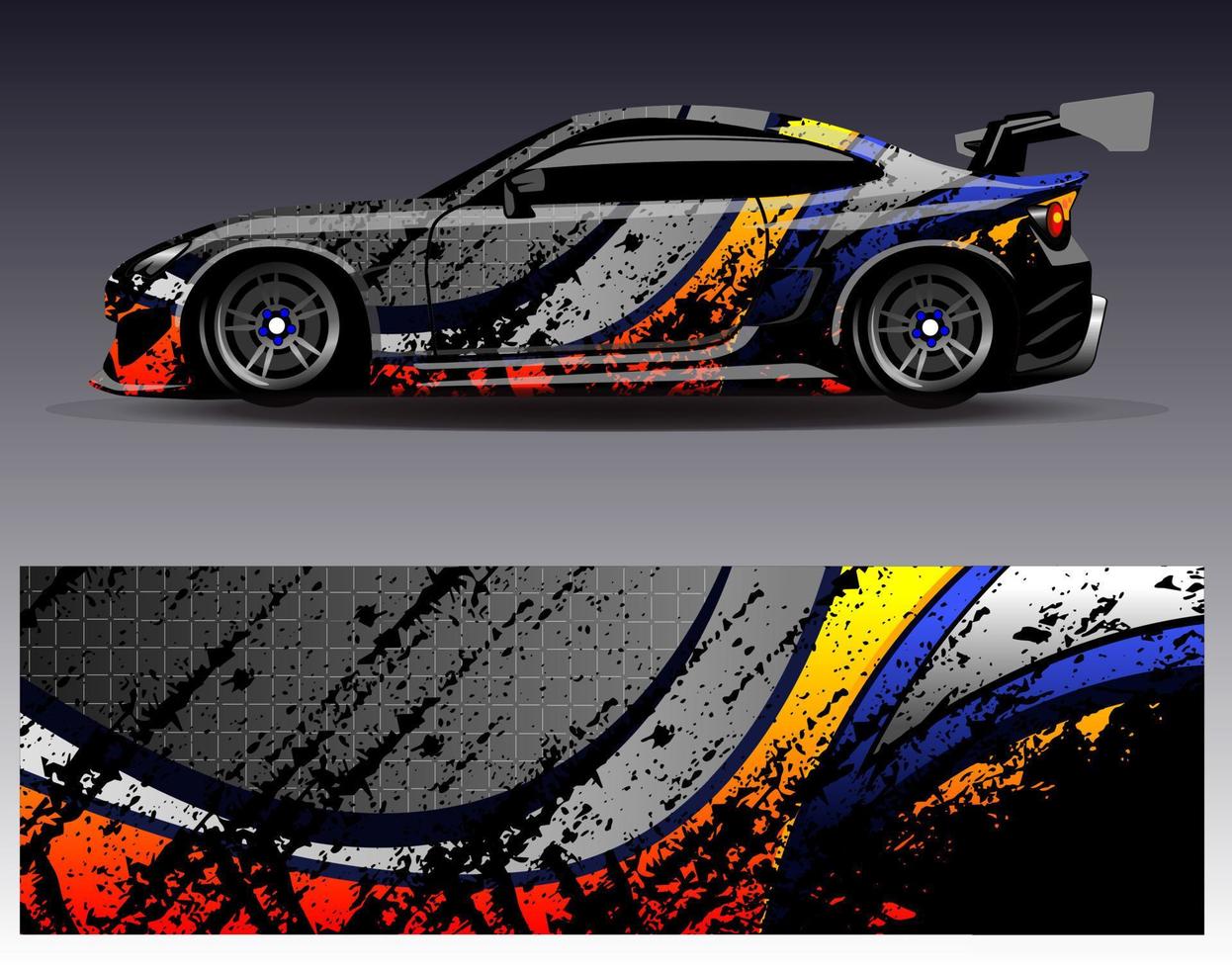 Car wrap design vector. Graphic abstract stripe racing background kit designs for wrap vehicle  race car  rally  adventure and livery vector