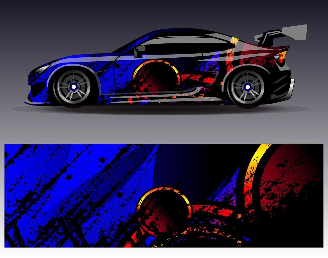 Car wrap design vector. Graphic abstract stripe racing background kit designs for wrap vehicle  race car  rally  adventure and livery vector