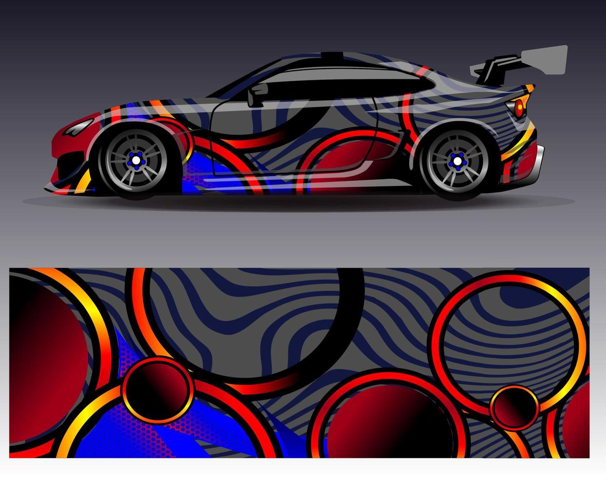Car wrap design vector. Graphic abstract stripe racing background kit designs for wrap vehicle  race car  rally  adventure and livery vector