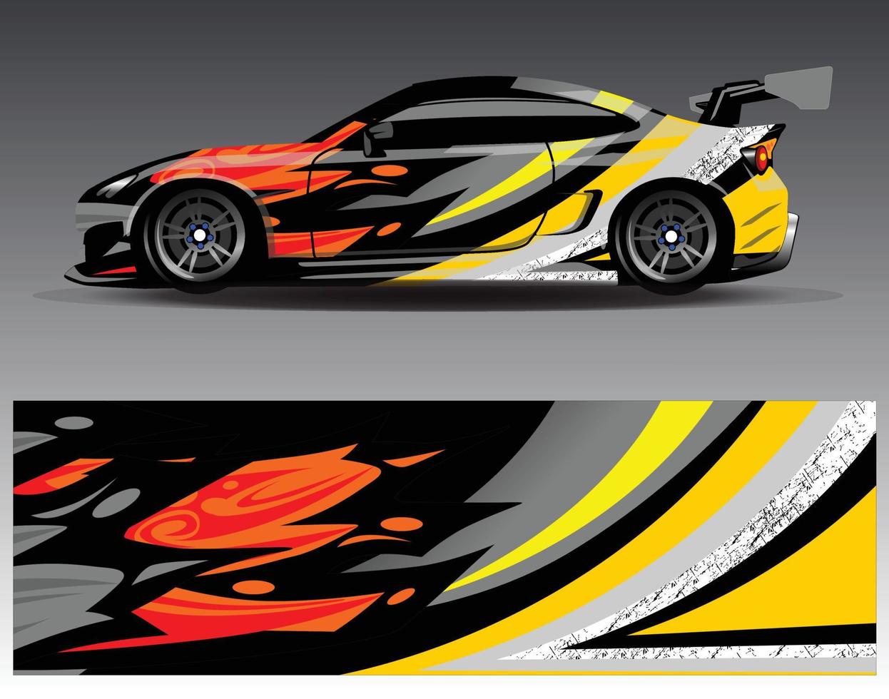 Car wrap design vector. Graphic abstract stripe racing background kit designs for wrap vehicle  race car  rally  adventure and livery vector