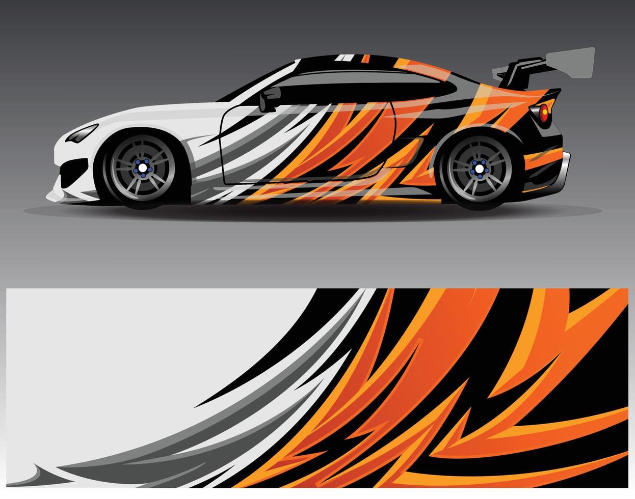 vector de diseño de envoltura de coche. Diseños de kits de fondo de carreras de franjas abstractas gráficas para envolver vehículos carrera de autos rally aventura y librea