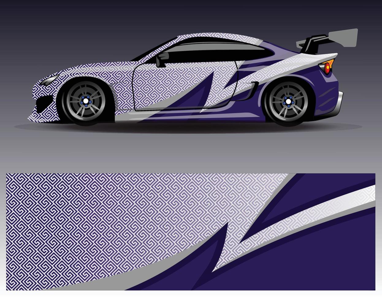 vector de diseño de envoltura de coche. Diseños de kits de fondo de carreras de franjas abstractas gráficas para envolver vehículos carrera de autos rally aventura y librea