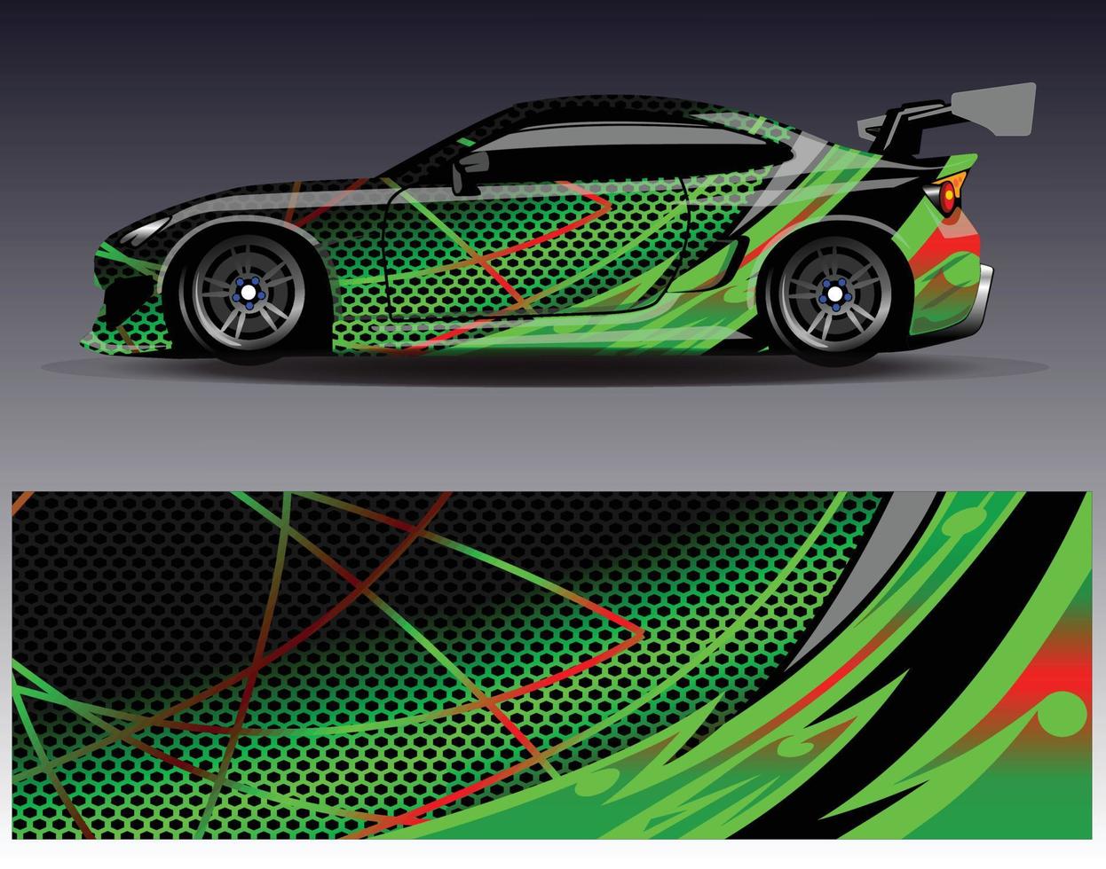 Car wrap design vector. Graphic abstract stripe racing background kit designs for wrap vehicle  race car  rally  adventure and livery vector