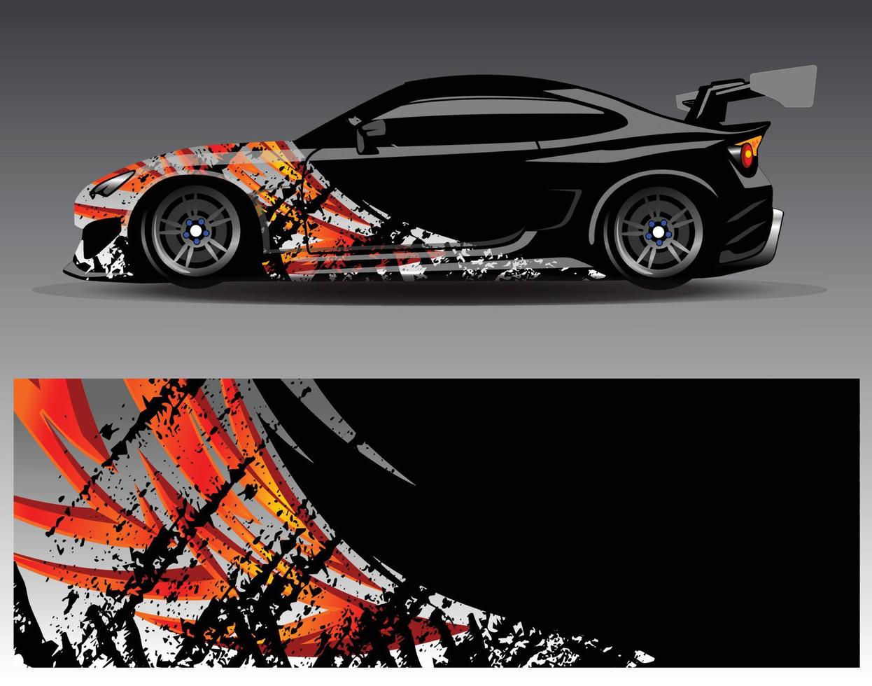 vector de diseño de envoltura de coche. Diseños de kits de fondo de carreras de franjas abstractas gráficas para envolver vehículos carrera de autos rally aventura y librea