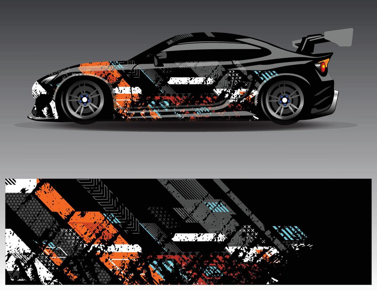 vector de diseño de envoltura de coche. Diseños de kits de fondo de carreras de franjas abstractas gráficas para envolver vehículos carrera de autos rally aventura y librea