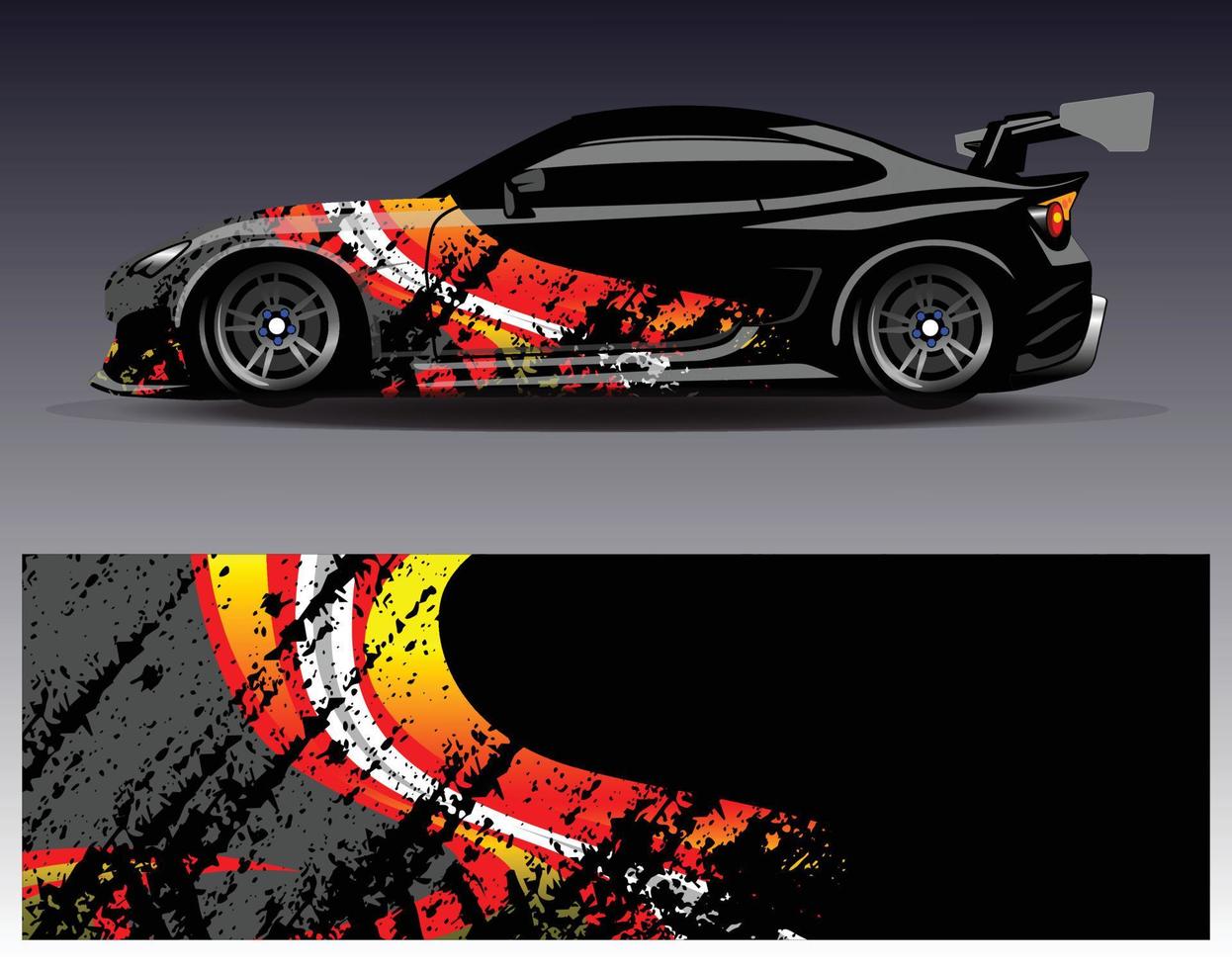 Car wrap design vector. Graphic abstract stripe racing background kit designs for wrap vehicle  race car  rally  adventure and livery vector