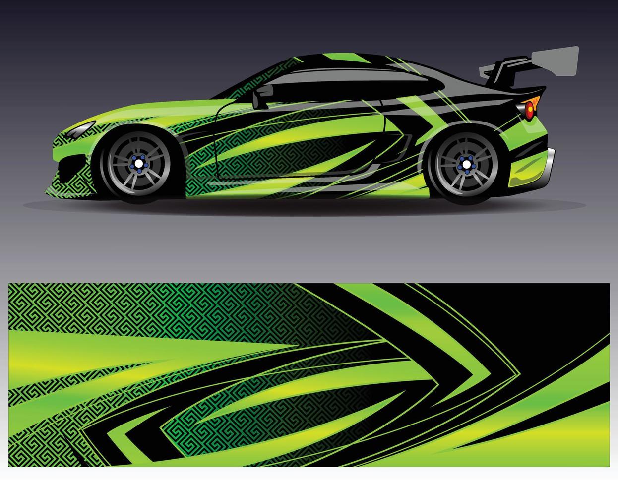 vector de diseño de envoltura de coche. Diseños de kits de fondo de carreras de franjas abstractas gráficas para envolver vehículos carrera de autos rally aventura y librea