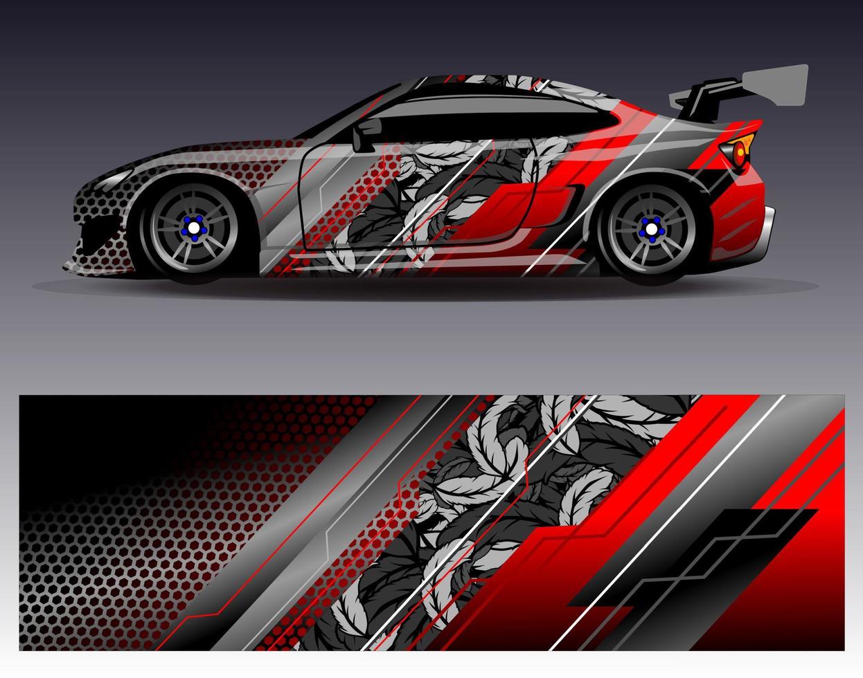 Car wrap design vector. Graphic abstract stripe racing background kit designs for wrap vehicle  race car  rally  adventure and livery vector