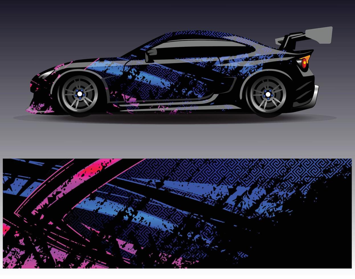 Car wrap design vector. Graphic abstract stripe racing background kit designs for wrap vehicle  race car  rally  adventure and livery vector