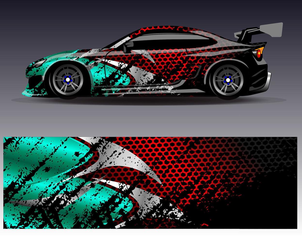 vector de diseño de envoltura de coche. Diseños de kits de fondo de carreras de franjas abstractas gráficas para envolver vehículos carrera de autos rally aventura y librea