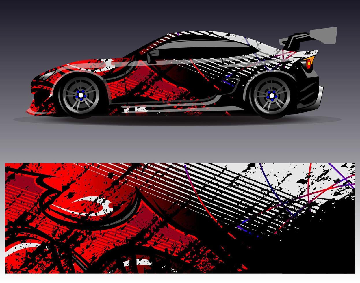 Car wrap design vector. Graphic abstract stripe racing background kit designs for wrap vehicle  race car  rally  adventure and livery vector