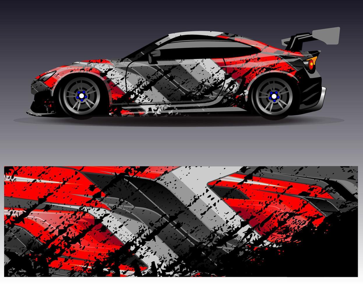 Car wrap design vector. Graphic abstract stripe racing background kit designs for wrap vehicle  race car  rally  adventure and livery vector