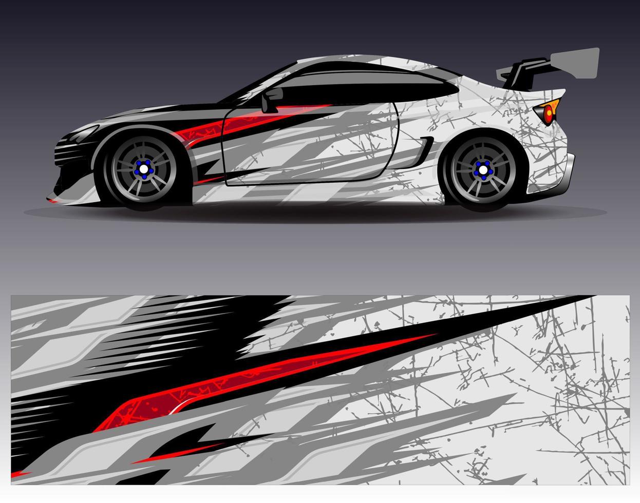 Car wrap design vector. Graphic abstract stripe racing background kit designs for wrap vehicle  race car  rally  adventure and livery vector
