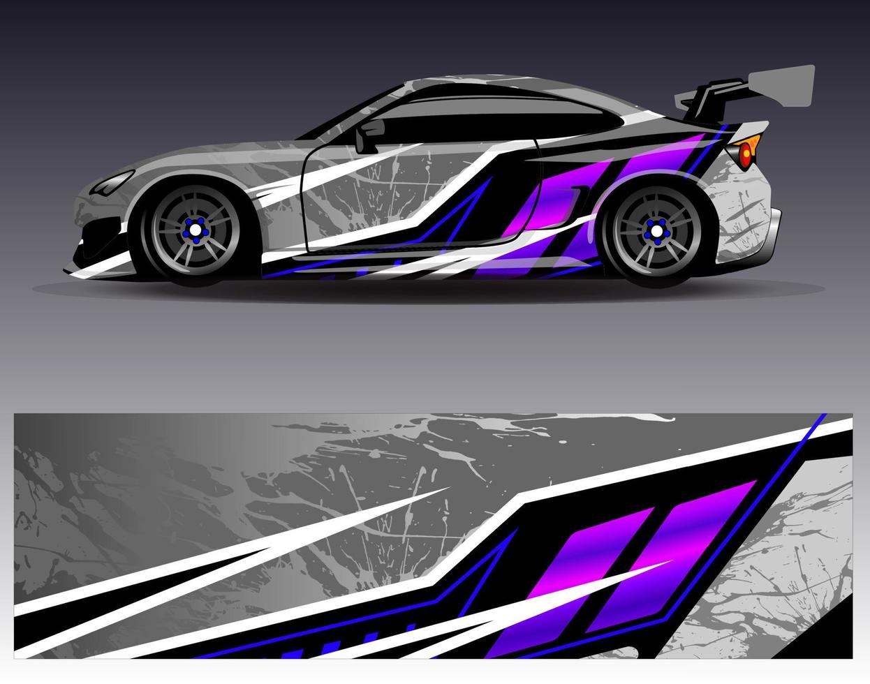 vector de diseño de envoltura de coche. Diseños de kits de fondo de carreras de franjas abstractas gráficas para envolver vehículos carrera de autos rally aventura y librea