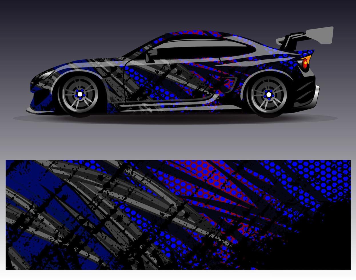 vector de diseño de envoltura de coche. Diseños de kits de fondo de carreras de franjas abstractas gráficas para envolver vehículos carrera de autos rally aventura y librea