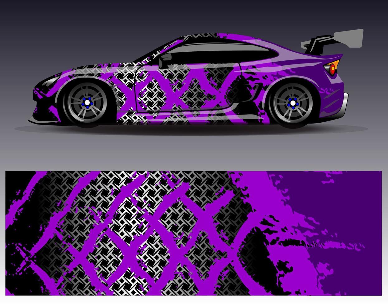 vector de diseño de envoltura de coche. Diseños de kits de fondo de carreras de franjas abstractas gráficas para envolver vehículos carrera de autos rally aventura y librea