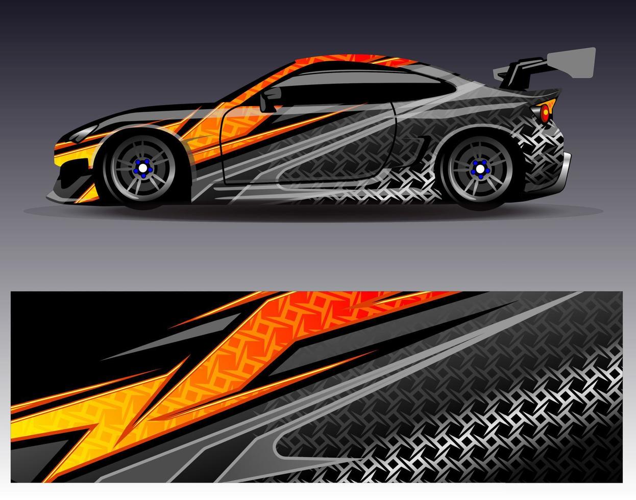 Car wrap design vector. Graphic abstract stripe racing background kit designs for wrap vehicle  race car  rally  adventure and livery vector