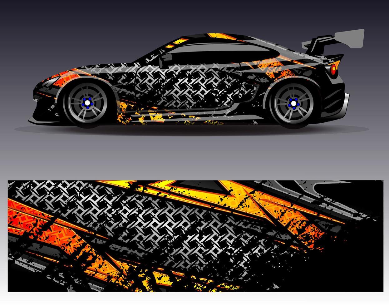 Car wrap design vector. Graphic abstract stripe racing background kit designs for wrap vehicle  race car  rally  adventure and livery vector