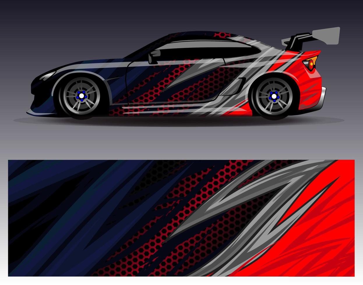 Car wrap design vector. Graphic abstract stripe racing background kit designs for wrap vehicle  race car  rally  adventure and livery vector