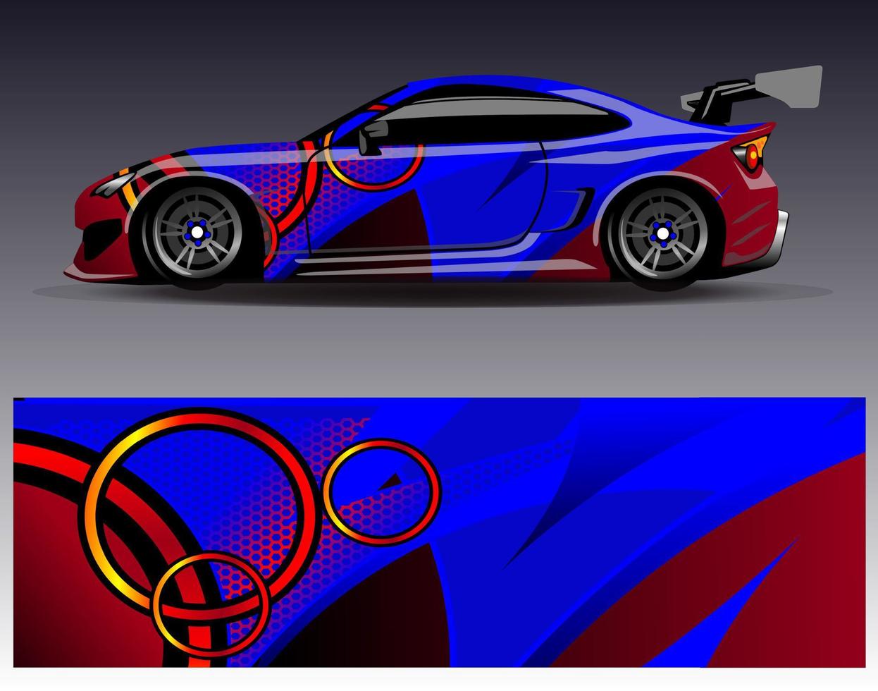 Car wrap design vector. Graphic abstract stripe racing background kit designs for wrap vehicle  race car  rally  adventure and livery vector