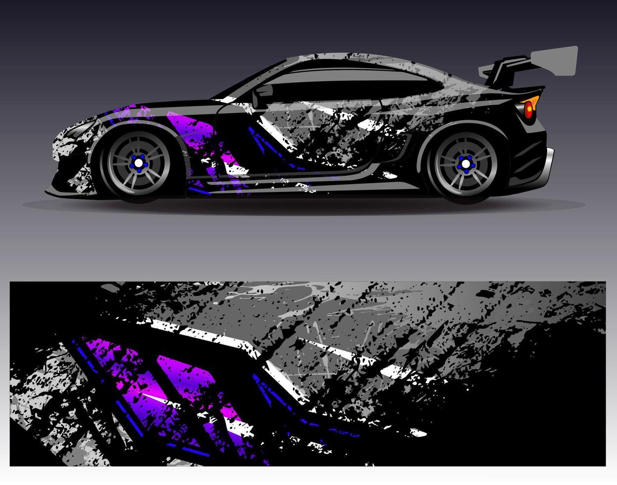 vector de diseño de envoltura de coche. Diseños de kits de fondo de carreras de franjas abstractas gráficas para envolver vehículos carrera de autos rally aventura y librea