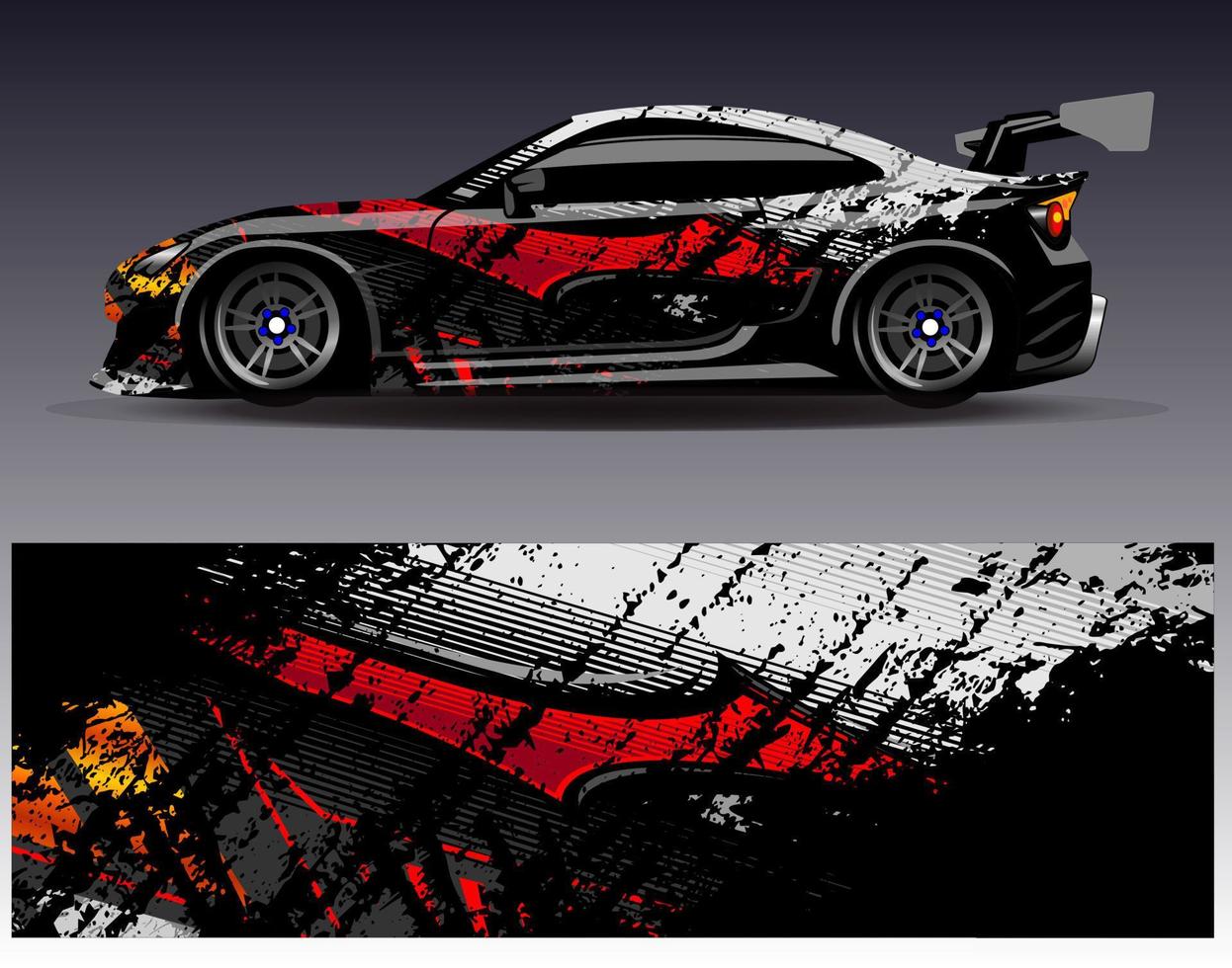 Car wrap design vector. Graphic abstract stripe racing background kit designs for wrap vehicle  race car  rally  adventure and livery vector