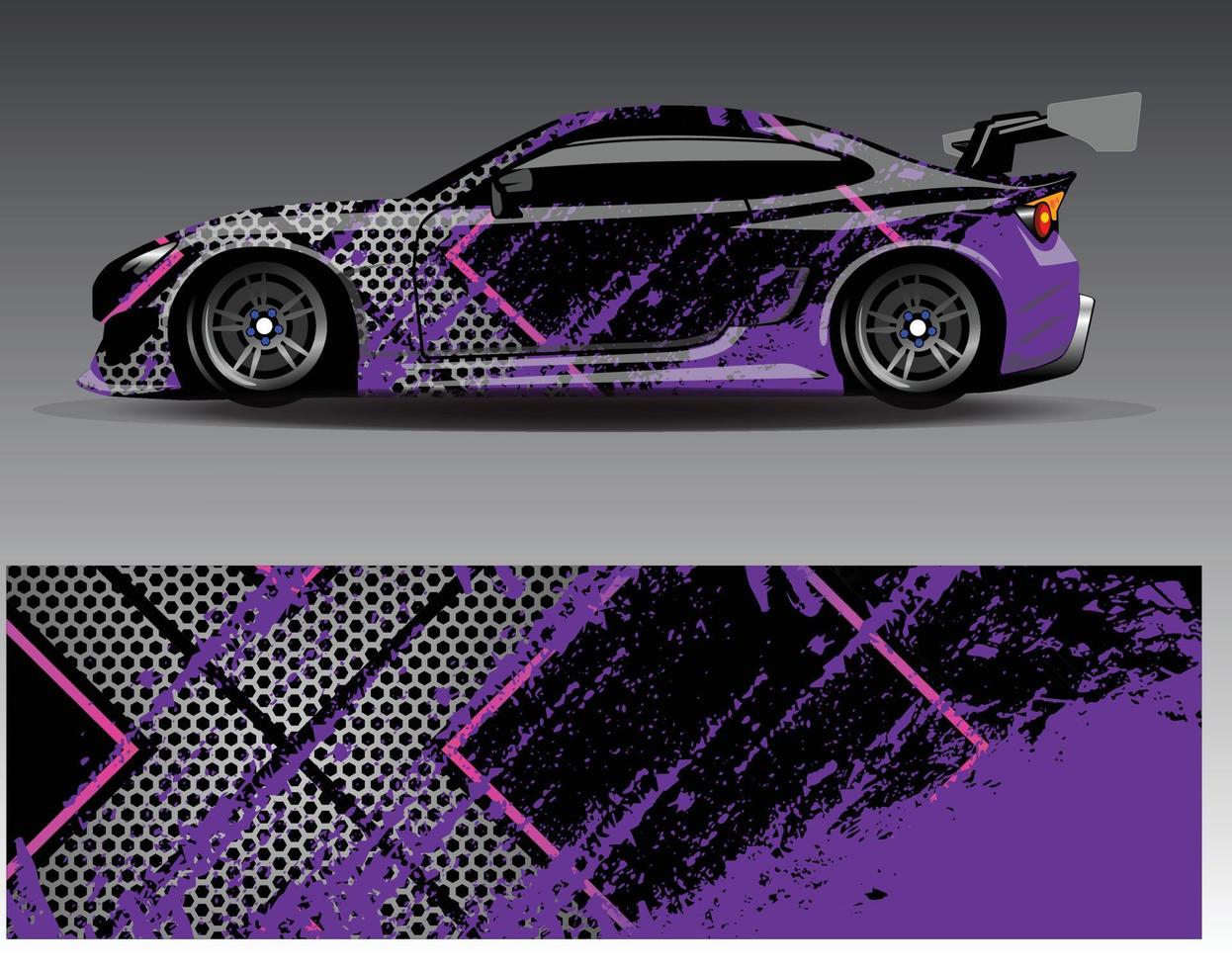 vector de diseño de envoltura de coche. Diseños de kits de fondo de carreras de franjas abstractas gráficas para envolver vehículos carrera de autos rally aventura y librea