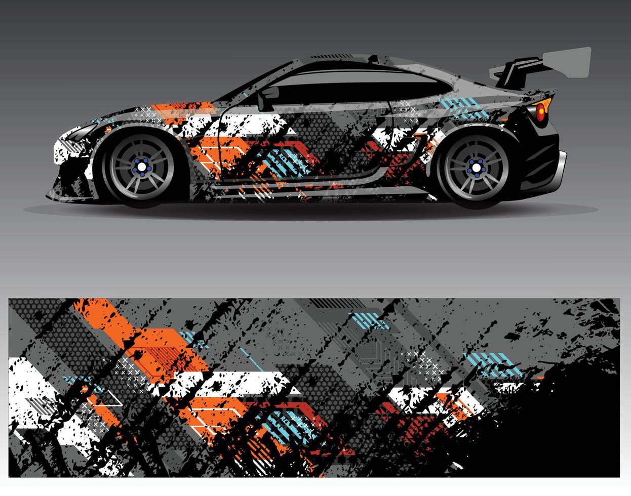 vector de diseño de envoltura de coche. Diseños de kits de fondo de carreras de franjas abstractas gráficas para envolver vehículos carrera de autos rally aventura y librea