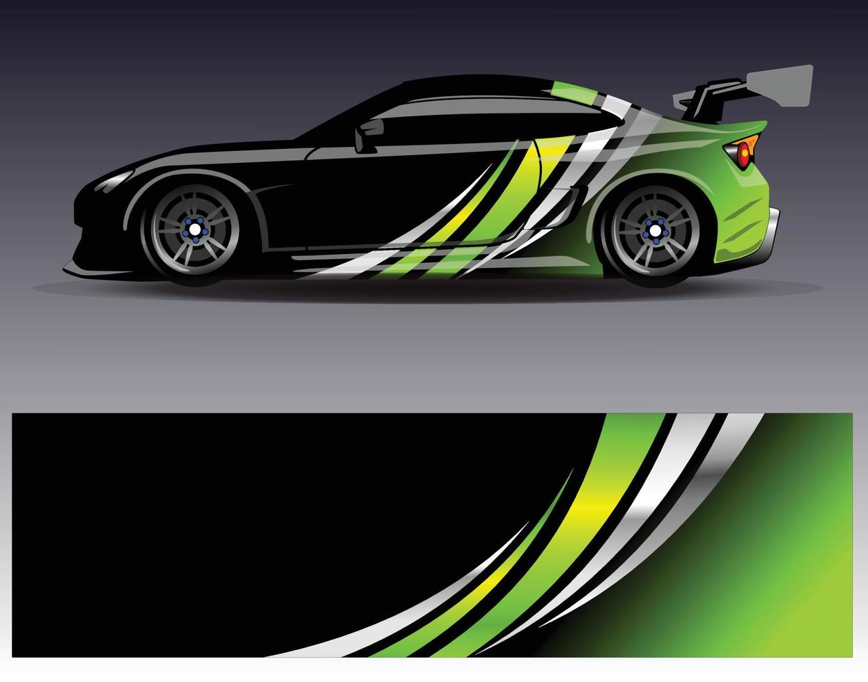 vector de diseño de envoltura de coche. Diseños de kits de fondo de carreras de franjas abstractas gráficas para envolver vehículos carrera de autos rally aventura y librea