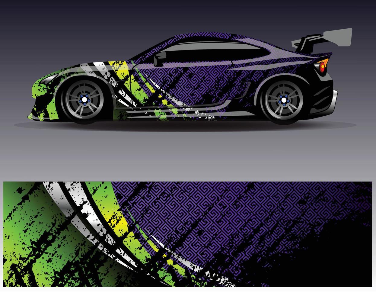 vector de diseño de envoltura de coche. Diseños de kits de fondo de carreras de franjas abstractas gráficas para envolver vehículos carrera de autos rally aventura y librea