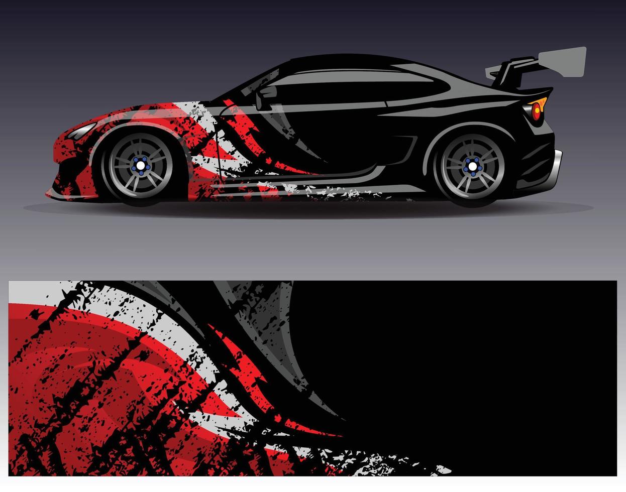 vector de diseño de envoltura de coche. Diseños de kits de fondo de carreras de franjas abstractas gráficas para envolver vehículos carrera de autos rally aventura y librea