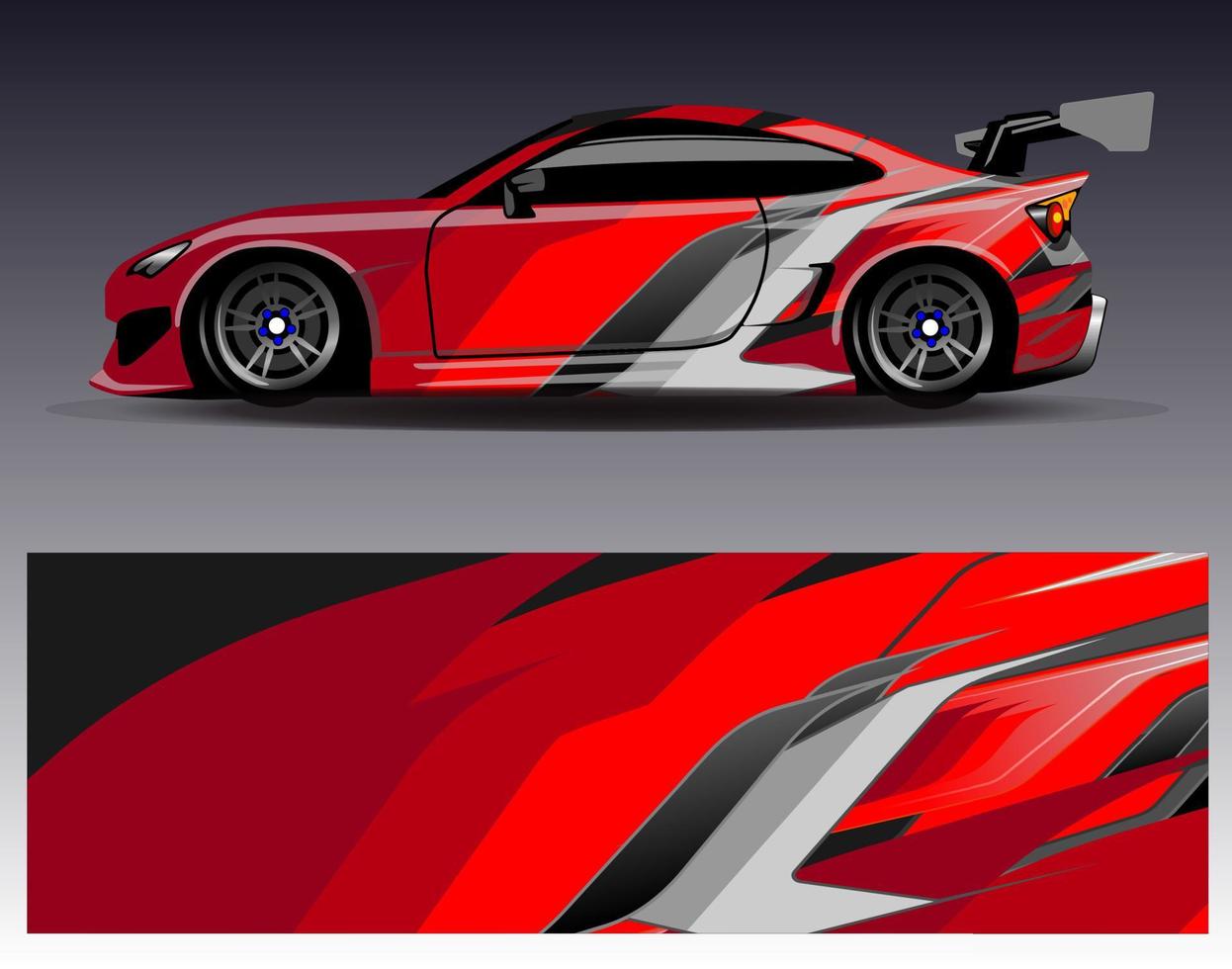 vector de diseño de envoltura de coche. Diseños de kits de fondo de carreras de franjas abstractas gráficas para envolver vehículos carrera de autos rally aventura y librea