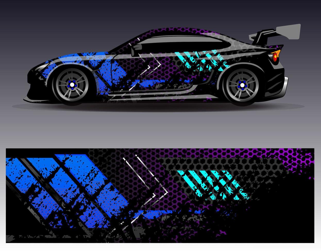 vector de diseño de envoltura de coche. Diseños de kits de fondo de carreras de franjas abstractas gráficas para envolver vehículos carrera de autos rally aventura y librea