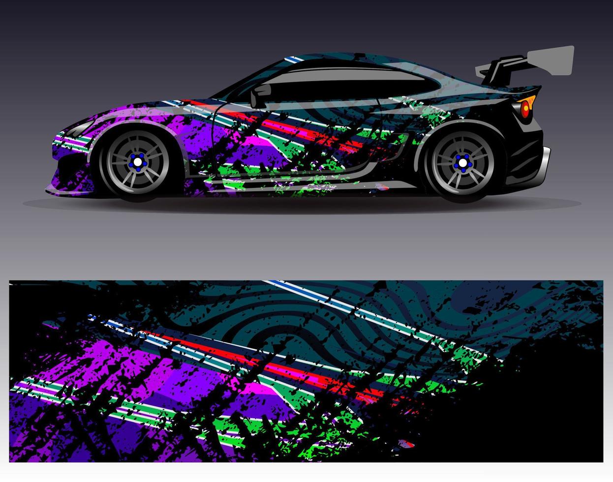 Car wrap design vector. Graphic abstract stripe racing background kit designs for wrap vehicle  race car  rally  adventure and livery vector