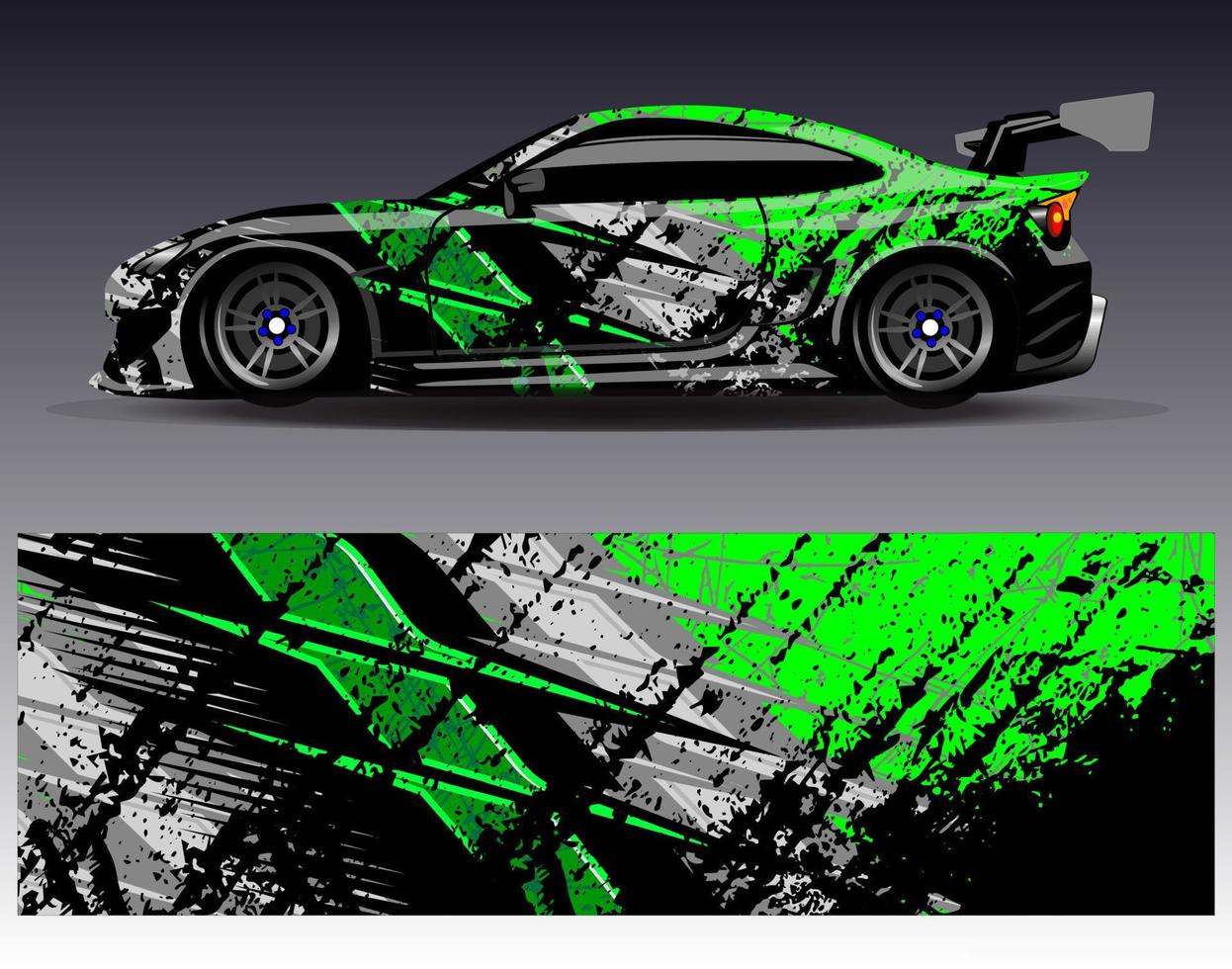 vector de diseño de envoltura de coche. Diseños de kits de fondo de carreras de franjas abstractas gráficas para envolver vehículos carrera de autos rally aventura y librea