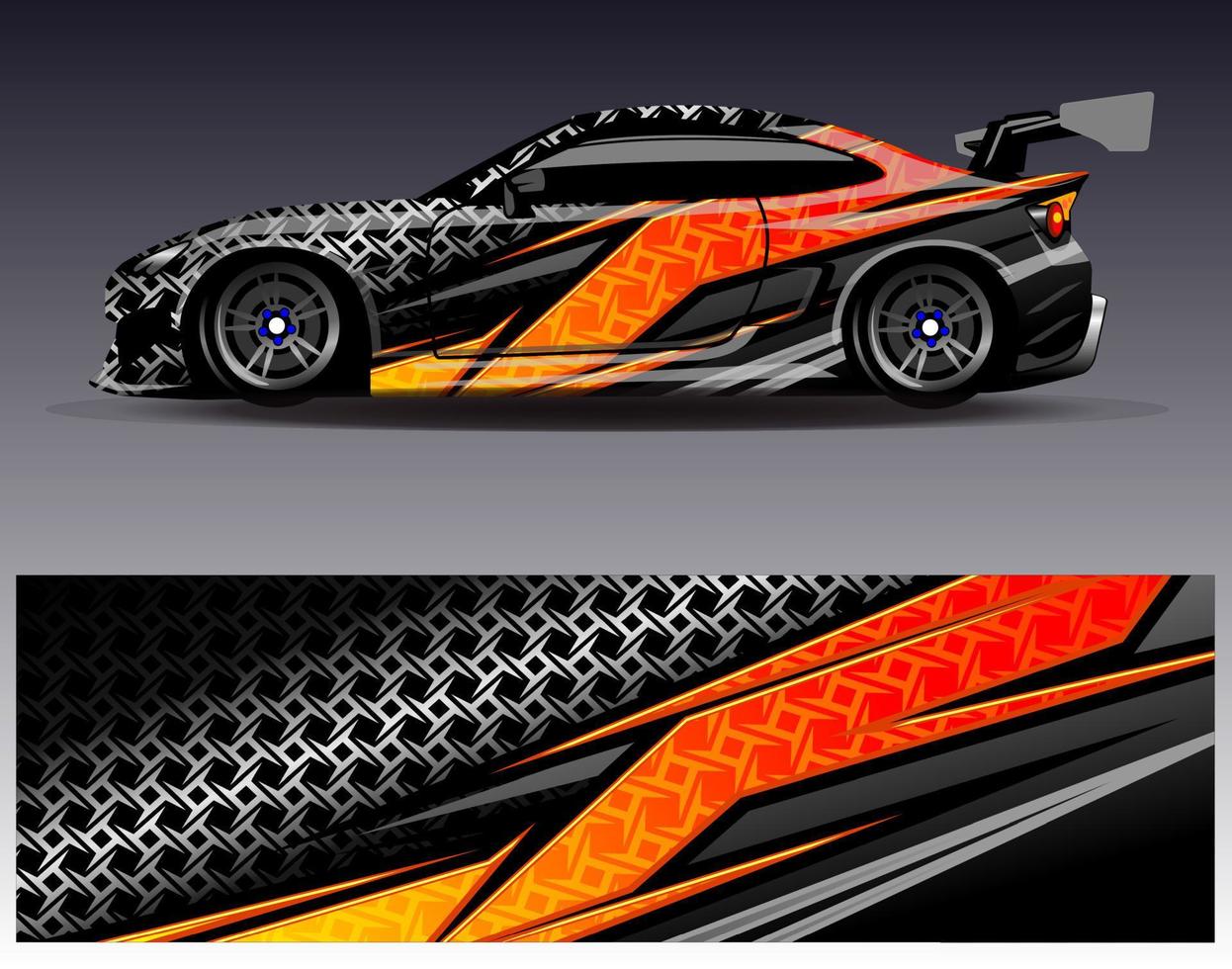 Car wrap design vector. Graphic abstract stripe racing background kit designs for wrap vehicle  race car  rally  adventure and livery vector