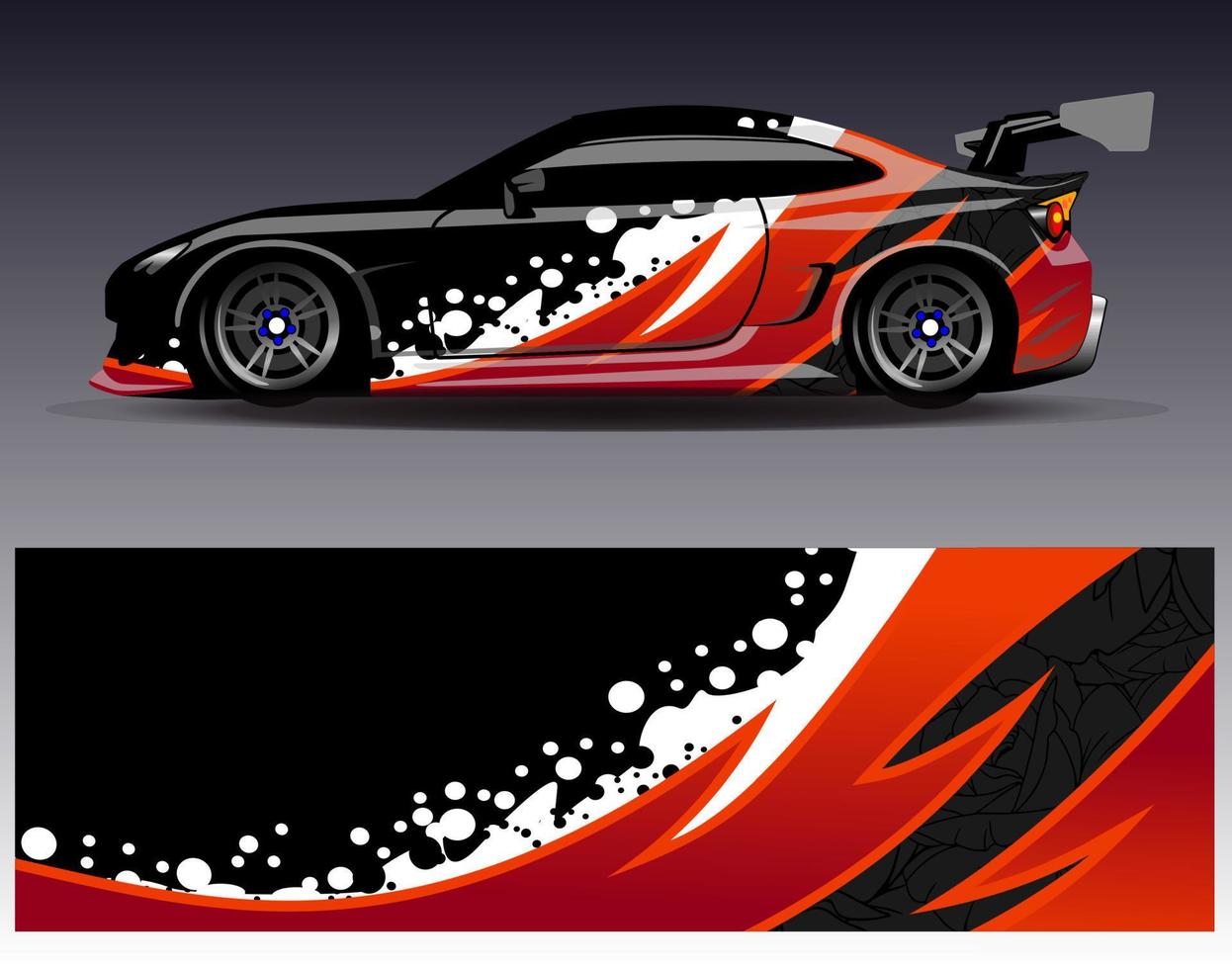 vector de diseño de envoltura de coche. Diseños de kits de fondo de carreras de franjas abstractas gráficas para envolver vehículos carrera de autos rally aventura y librea