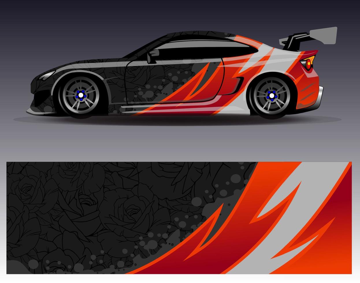 vector de diseño de envoltura de coche. Diseños de kits de fondo de carreras de franjas abstractas gráficas para envolver vehículos carrera de autos rally aventura y librea