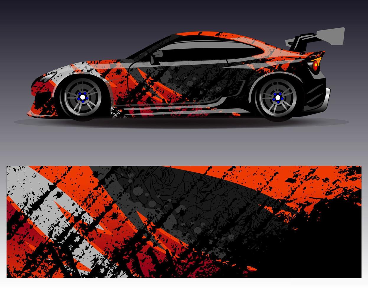 vector de diseño de envoltura de coche. Diseños de kits de fondo de carreras de franjas abstractas gráficas para envolver vehículos carrera de autos rally aventura y librea