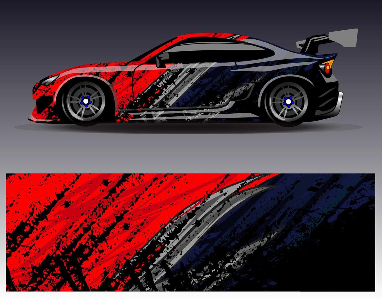 Car wrap design vector. Graphic abstract stripe racing background kit designs for wrap vehicle  race car  rally  adventure and livery vector
