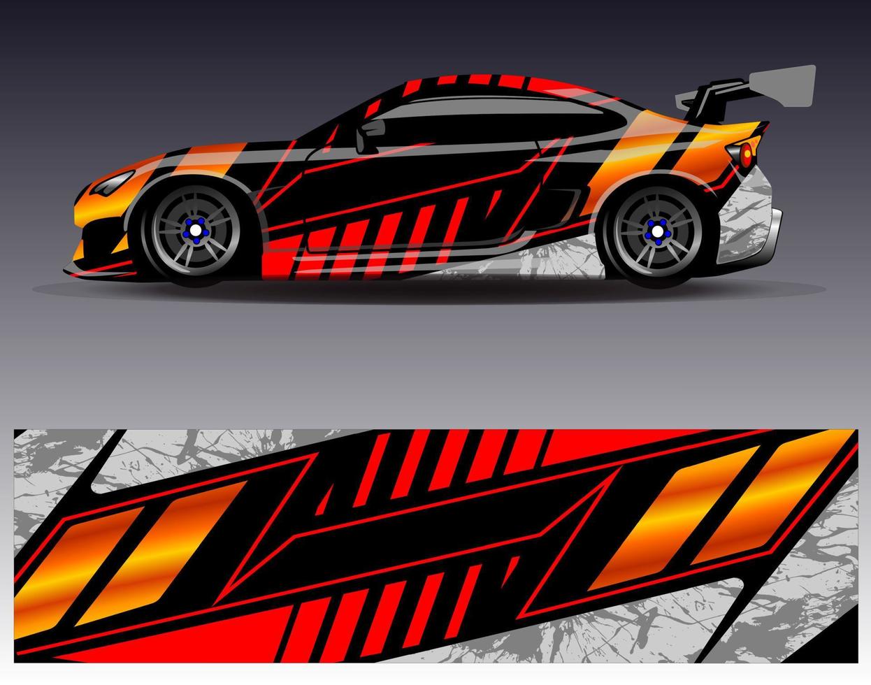 vector de diseño de envoltura de coche. Diseños de kits de fondo de carreras de franjas abstractas gráficas para envolver vehículos carrera de autos rally aventura y librea