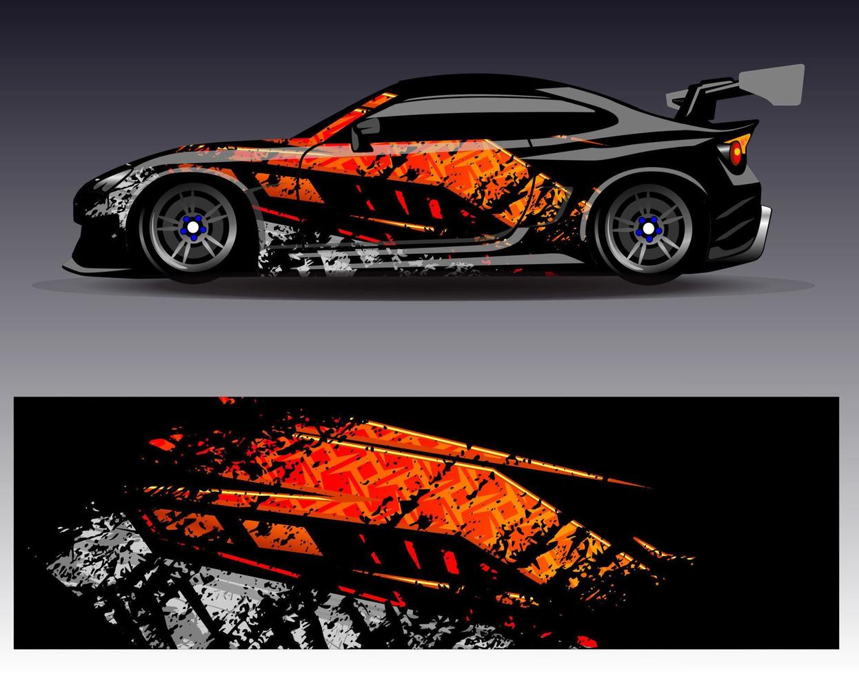 Car wrap design vector. Graphic abstract stripe racing background kit designs for wrap vehicle  race car  rally  adventure and livery vector