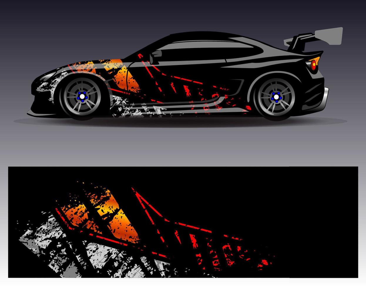 Car wrap design vector. Graphic abstract stripe racing background kit designs for wrap vehicle  race car  rally  adventure and livery vector