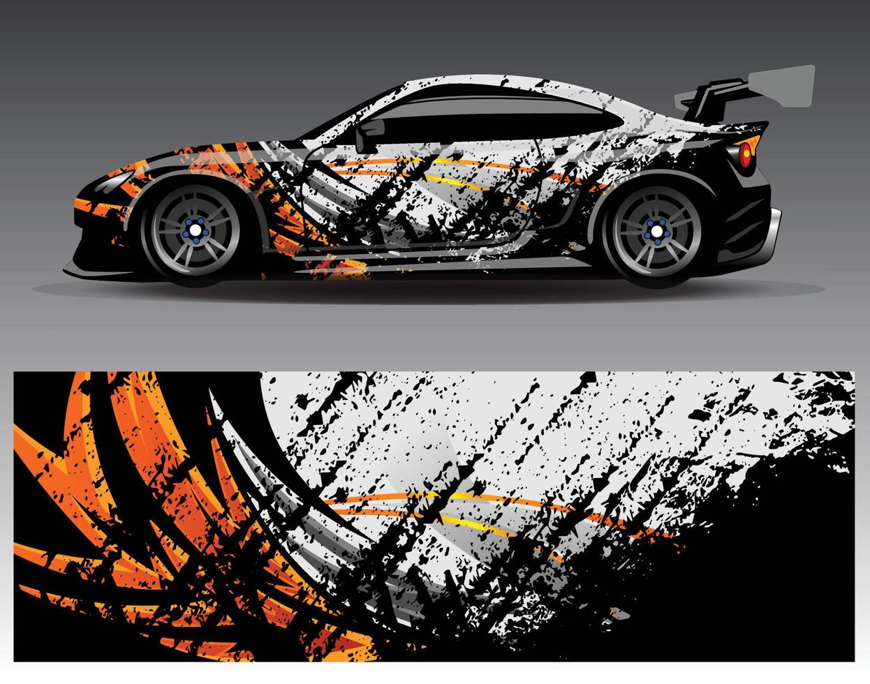 vector de diseño de envoltura de coche. Diseños de kits de fondo de carreras de franjas abstractas gráficas para envolver vehículos carrera de autos rally aventura y librea