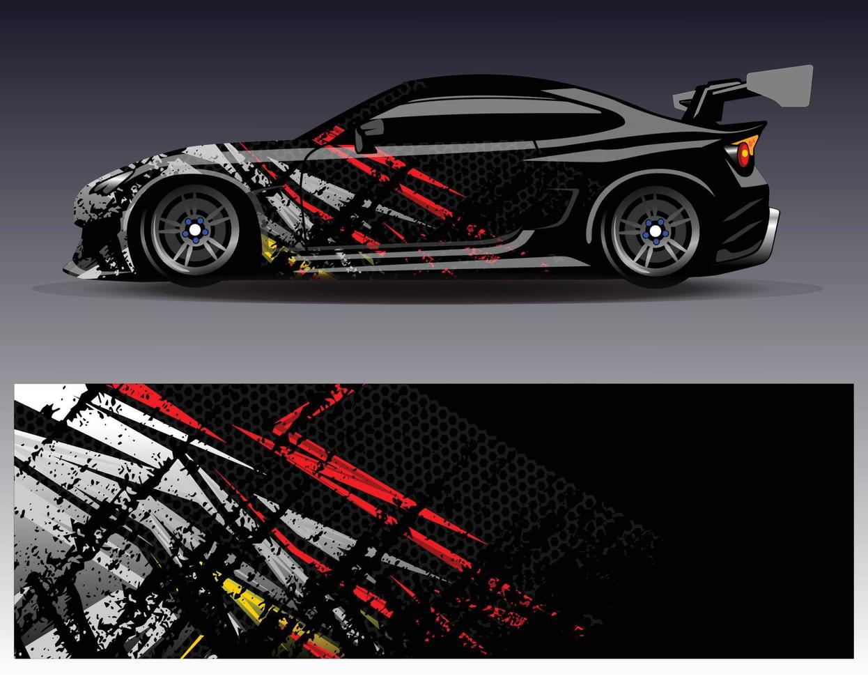 Car wrap design vector. Graphic abstract stripe racing background kit designs for wrap vehicle  race car  rally  adventure and livery vector