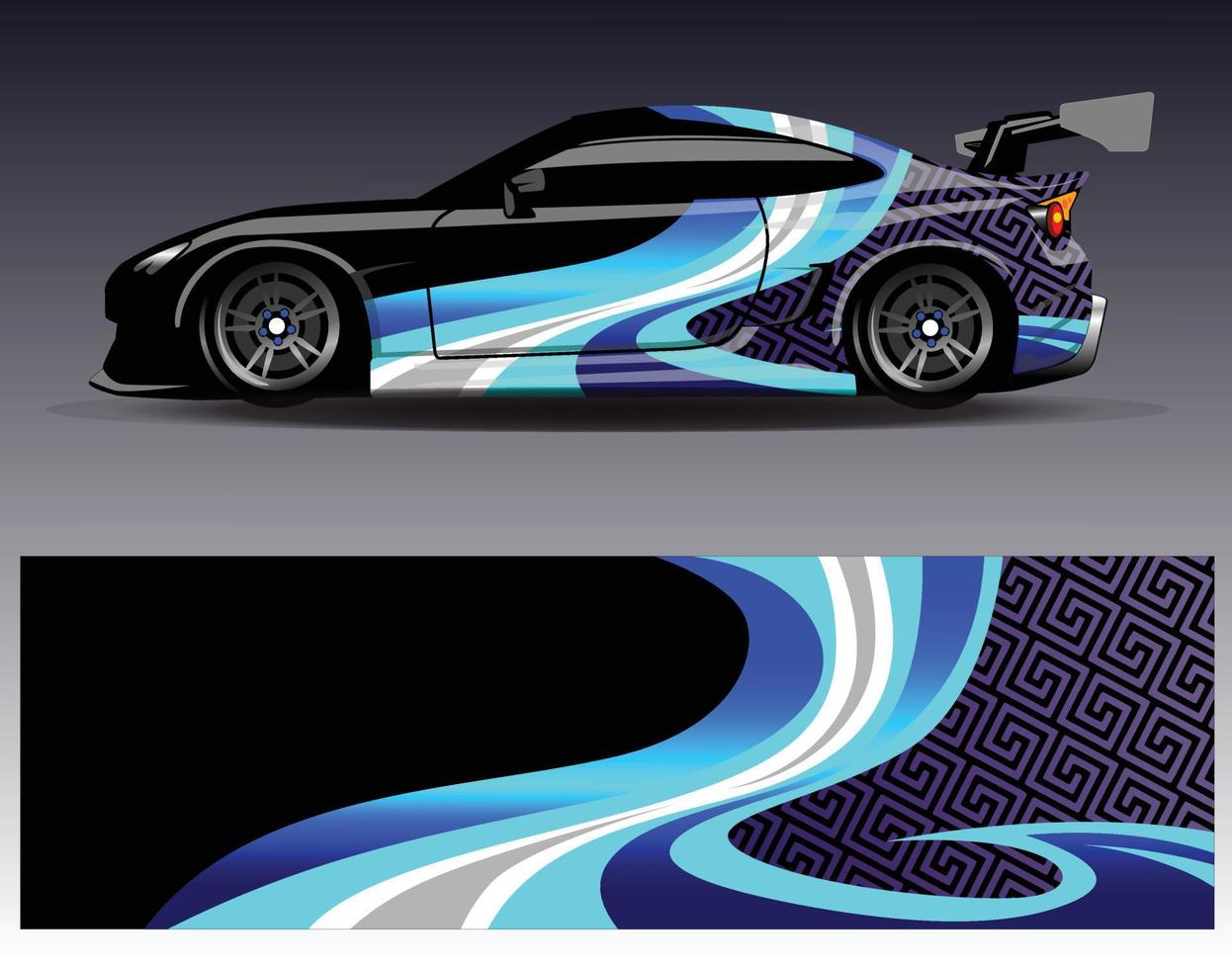 vector de diseño de envoltura de coche. Diseños de kits de fondo de carreras de franjas abstractas gráficas para envolver vehículos carrera de autos rally aventura y librea